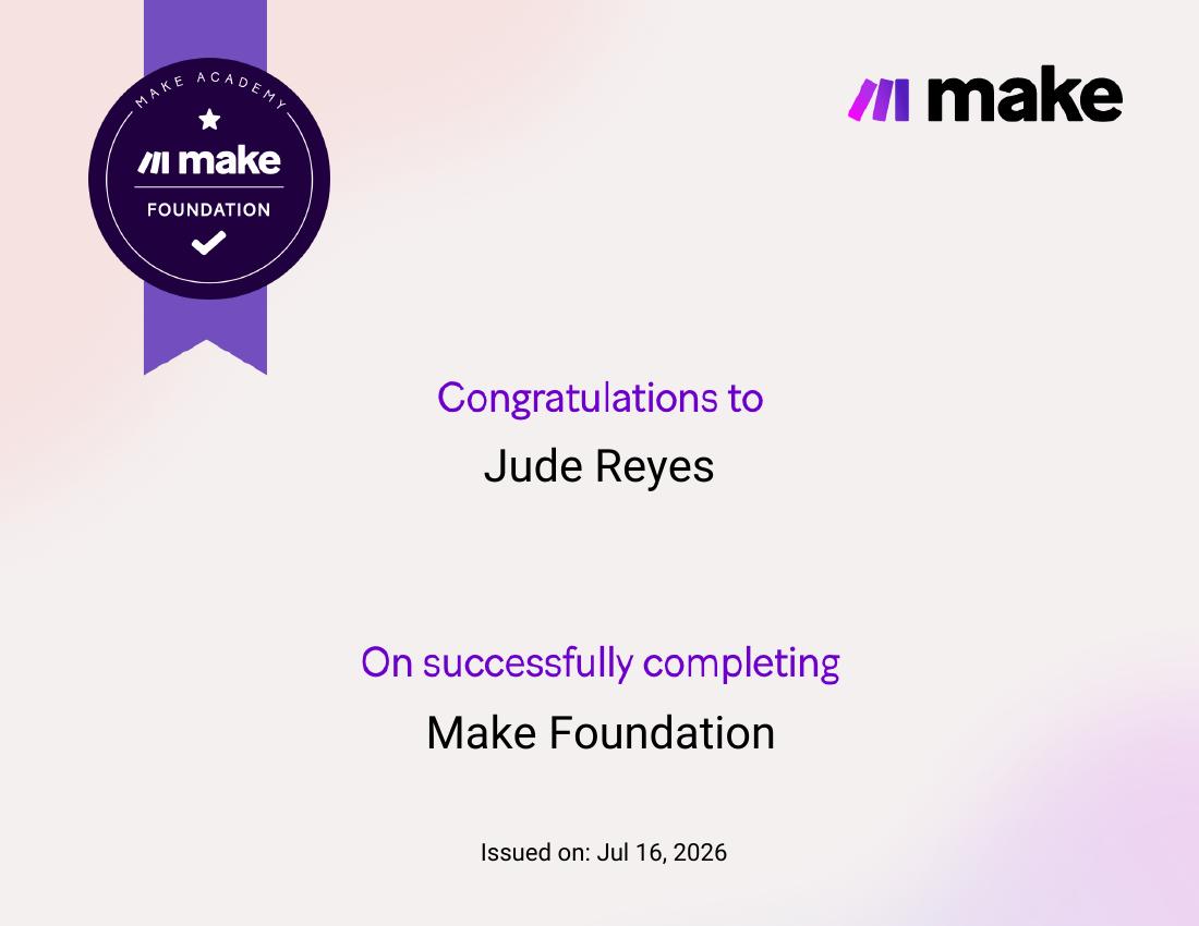 Make Foundations certificate preview