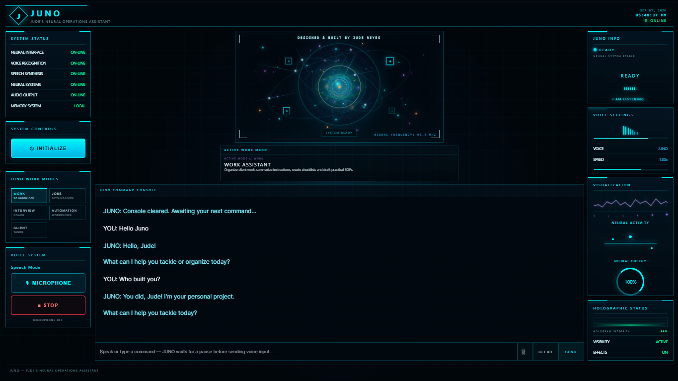 JUNO — Jude's Neural Operations Assistant screenshot
