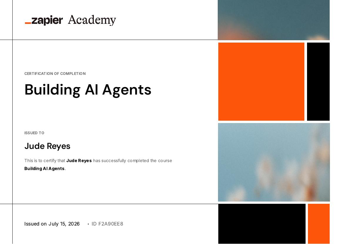 Building AI Agents certificate preview