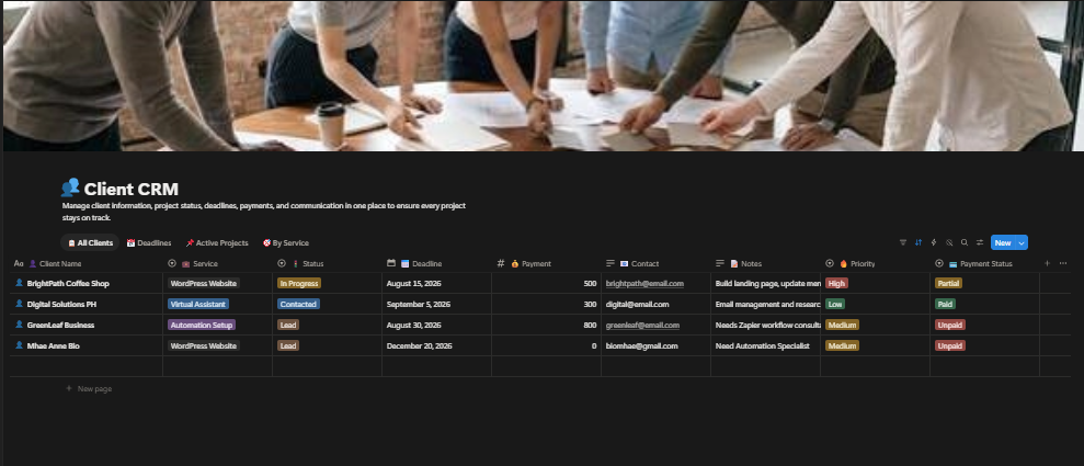 Notion Client CRM record created automatically